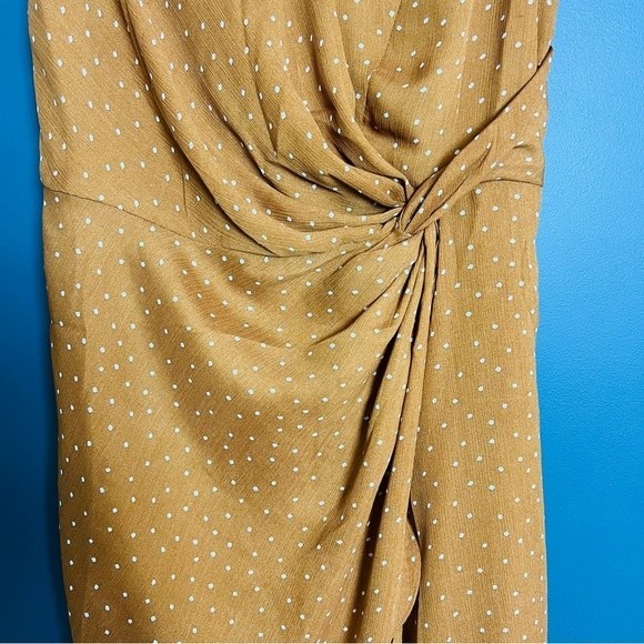 Lulus Missy Rust Orange Polka Dot Satin Knotted Front Mini Dress Size Small - Picture 13 of 14